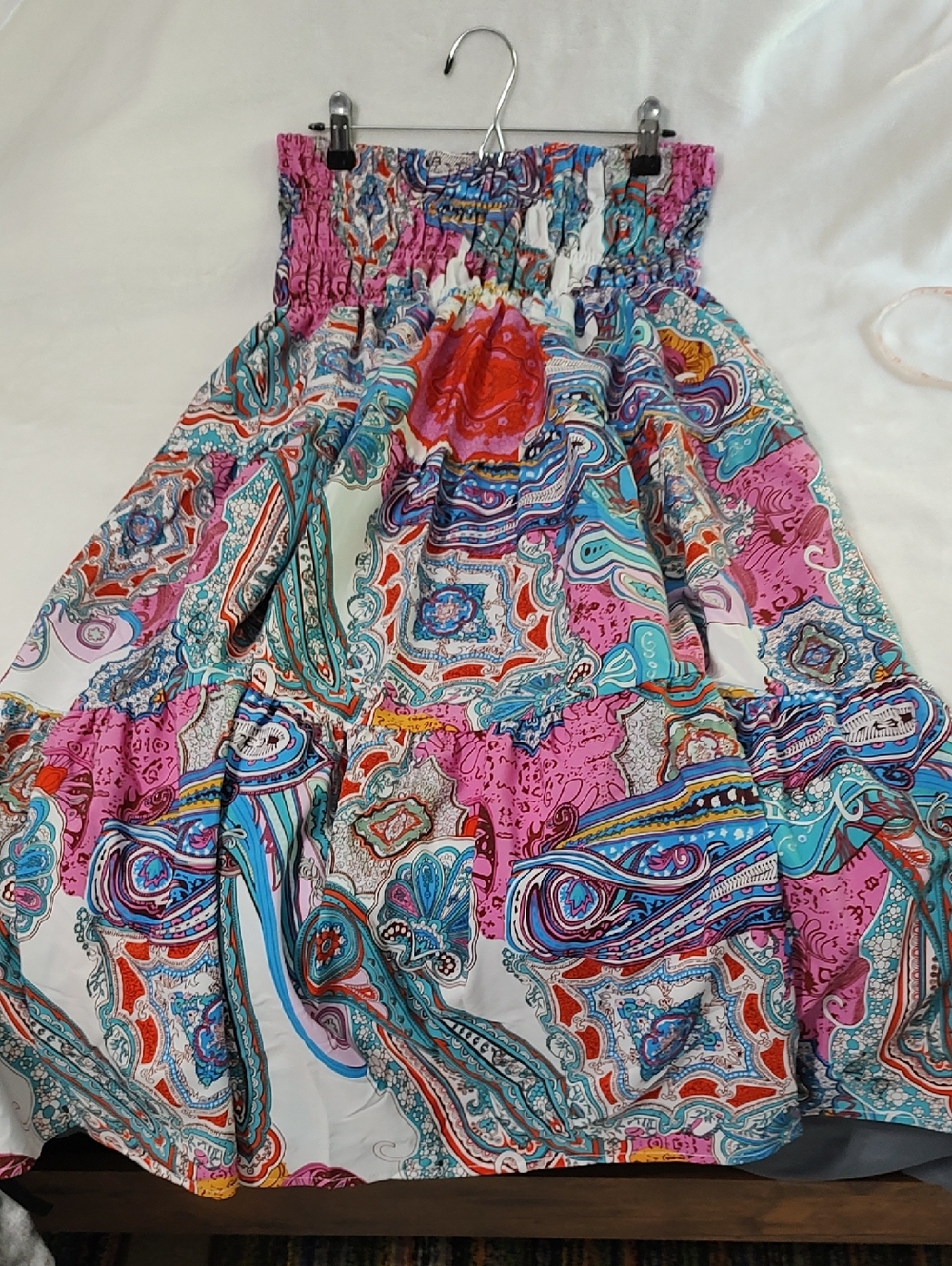 Bohemian Paisley Maxi Skirt in Pink & Turquoise